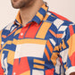Jainish Men's Lycra Printed Half Sleeve Formal Shirts ( SF 814Navy )