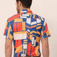 Jainish Men's Lycra Printed Half Sleeve Formal Shirts ( SF 814Navy )