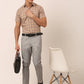 Jainish Men's Cotton Checked Half Sleeve Formal Shirts ( SF 815Brown )