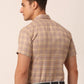 Jainish Men's Cotton Checked Half Sleeve Formal Shirts ( SF 815Brown )