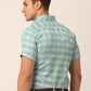 Jainish Men's Cotton Checked Half Sleeve Formal Shirts ( SF 815Green )