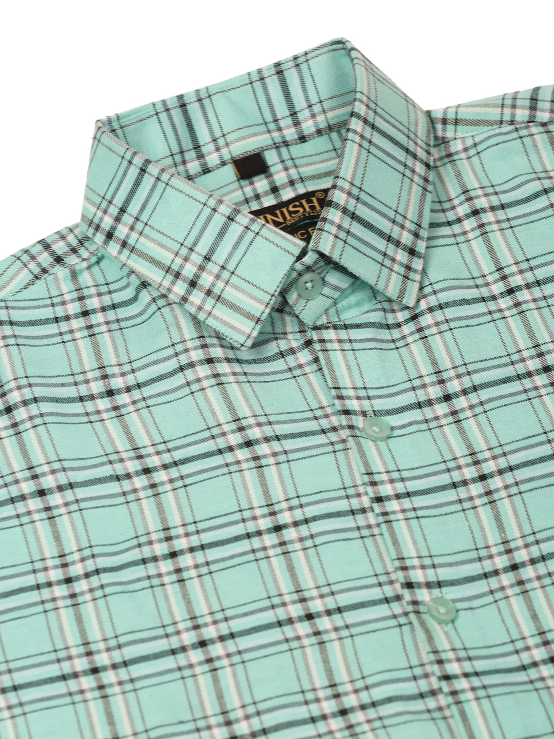 Jainish Men's Cotton Checked Half Sleeve Formal Shirts ( SF 815Green )