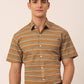 Jainish Men's Cotton Striped Half Sleeve Formal Shirts ( SF 816Mustard )