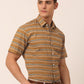 Jainish Men's Cotton Striped Half Sleeve Formal Shirts ( SF 816Mustard )
