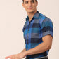 Jainish Men's Cotton Checked Half Sleeve Formal Shirts ( SF 817Blue )