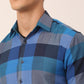 Jainish Men's Cotton Checked Half Sleeve Formal Shirts ( SF 817Blue )