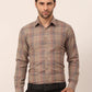 Jainish Men's Cotton Checked Formal Shirts ( SF 819Brown )