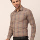 Jainish Men's Cotton Checked Formal Shirts ( SF 819Brown )
