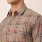 Jainish Men's Cotton Checked Formal Shirts ( SF 819Brown )