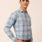 Jainish Men's Cotton Checked Formal Shirts ( SF 819Sky )