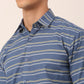 Jainish Men's  Cotton Striped Formal Shirts ( SF 820Blue )