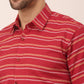 Jainish Men's  Cotton Striped Formal Shirts ( SF 820Maroon )
