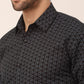 Jainish Men's  Cotton Printed Formal Shirts ( SF 821Black )