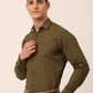 Jainish Men's  Cotton Printed Formal Shirts ( SF 821Olive )