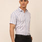 Men's Cotton Striped Formal Shirts ( SF 822White )
