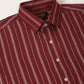 Men Maroon & White Classic Striped Formal Shirt ( SF 825Maroon )