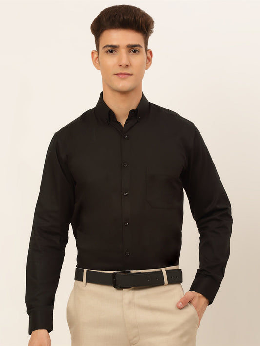 Jainish Men's Cotton Solid Formal Shirt's ( SF 835Black )