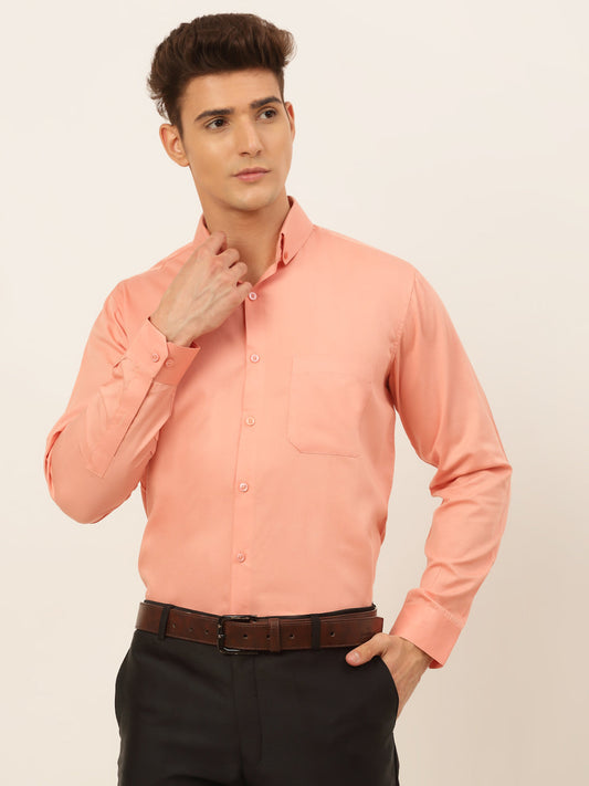 Jainish Men's Cotton Solid Formal Shirt's ( SF 835Peach )