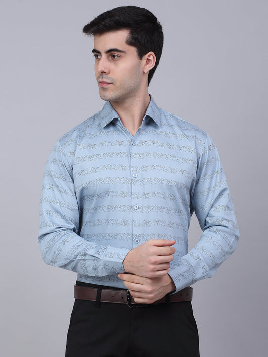 Jainish Men's Cotton Lycra Printed Formal Shirts ( SF 844Sky )