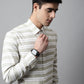 Men Pista Green Classic Horizontal Striped Formal Shirt ( SF 850Pista )