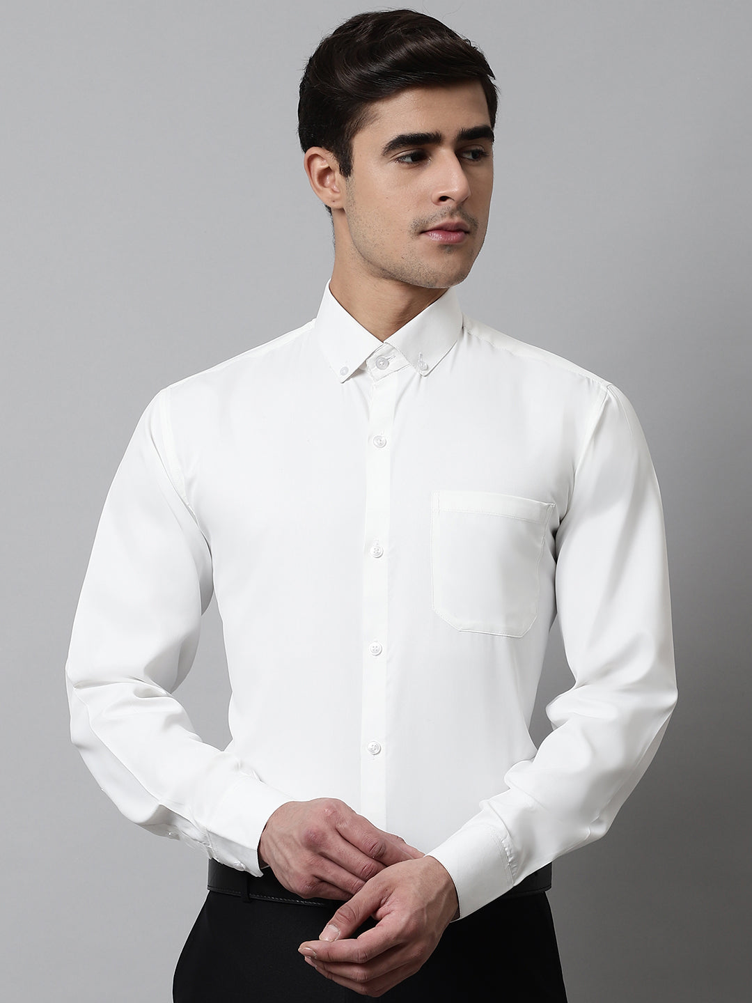 Men White Classic Cotton Formal Shirt ( SF 858White )