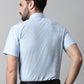 Men Blue Woven Design Short Sleeves Formal Shirt ( SF 864Blue )
