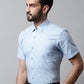 Men Blue Woven Design Short Sleeves Formal Shirt ( SF 864Blue )
