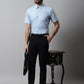 Men Blue Woven Design Short Sleeves Formal Shirt ( SF 864Blue )