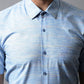 Men Blue Woven Design Short Sleeves Formal Shirt ( SF 864Blue )