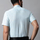 Men Sky Blue Woven Design Short Sleeves Formal Shirt ( SF 864Sky )