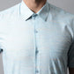 Men Sky Blue Woven Design Short Sleeves Formal Shirt ( SF 864Sky )