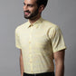 Men Yellow Woven Design Short Sleeves Formal Shirt ( SF 864Yellow )