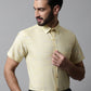 Men Yellow Woven Design Short Sleeves Formal Shirt ( SF 864Yellow )