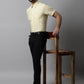 Men Yellow Woven Design Short Sleeves Formal Shirt ( SF 864Yellow )