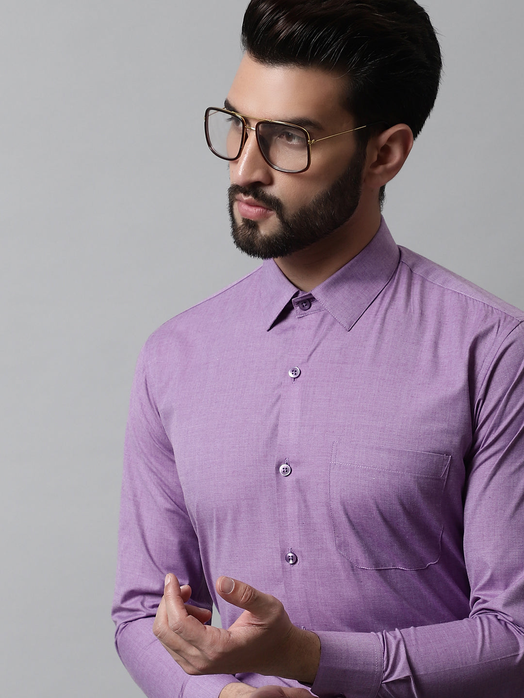 Men Purple Classic Slim Fit Solid Formal Shirt ( SF 867Purple )