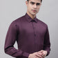 Men's Purple-Wine Dobby Textured Formal Shirt