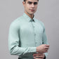 Men's Green Cotton Solid Formal Shirt