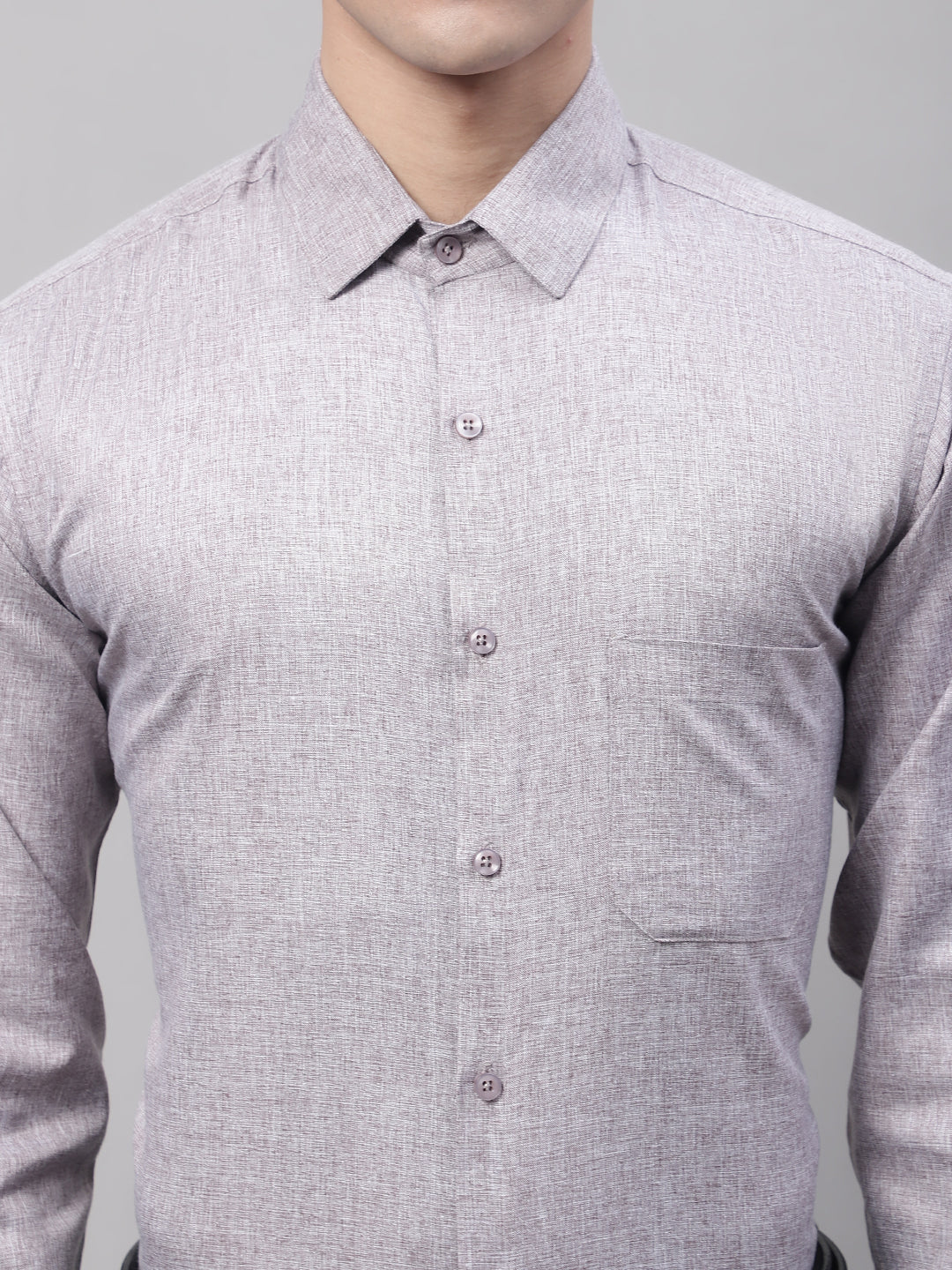 Men's Grey Cotton Solid Formal Shirt