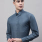 Men's Teal Blue Cotton Solid Formal Shirt