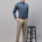 Men's Teal Blue Cotton Solid Formal Shirt