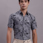 Men's Floral Printed Formal Shirt ( SF 885 Charcoal )