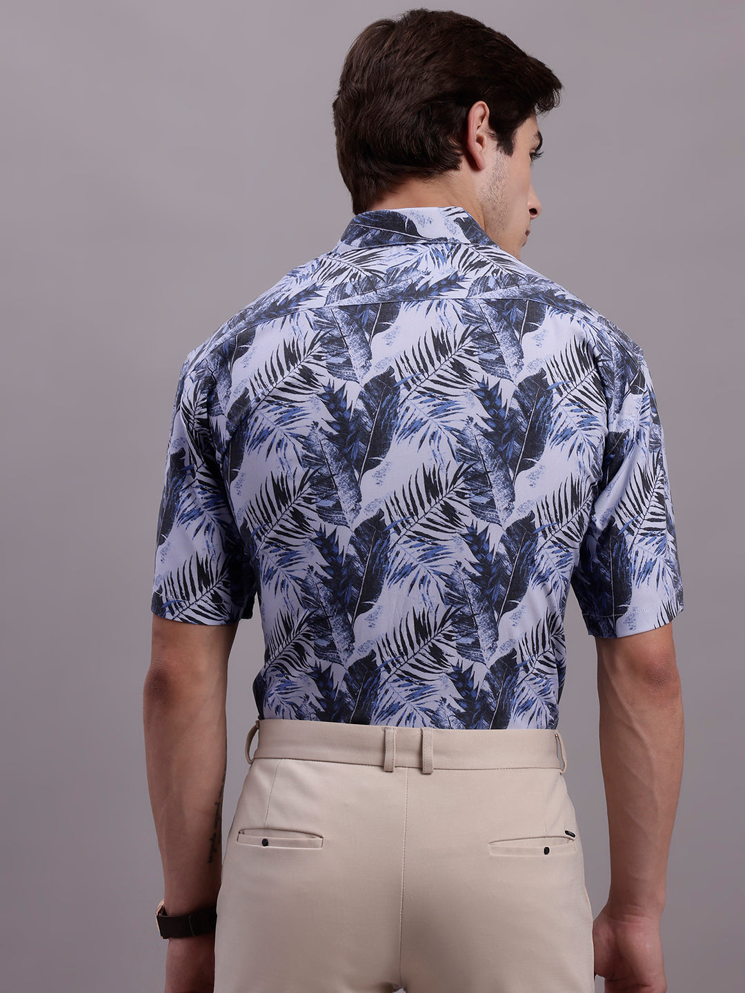 Men's Floral Printed Formal Shirt ( SF 885 Grey )