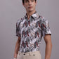 Men's Floral Printed Formal Shirt ( SF 885 Red )
