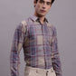 Men's Cotton Blend Checked Formal Shirt ( SF 888 Brown )