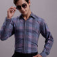 Men's Cotton Blend Checked Formal Shirt ( SF 888 Purple )