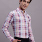 Men's Cotton Blend Checked Formal Shirt ( SF 888 Wine )