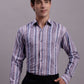Men's Cotton Blend Striped Formal Shirt ( SF 889 Purple )