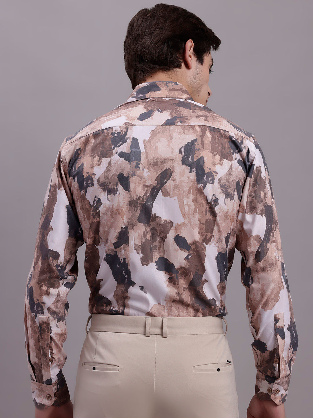 Men's Printed Formal Shirt ( SF 891 Brown )