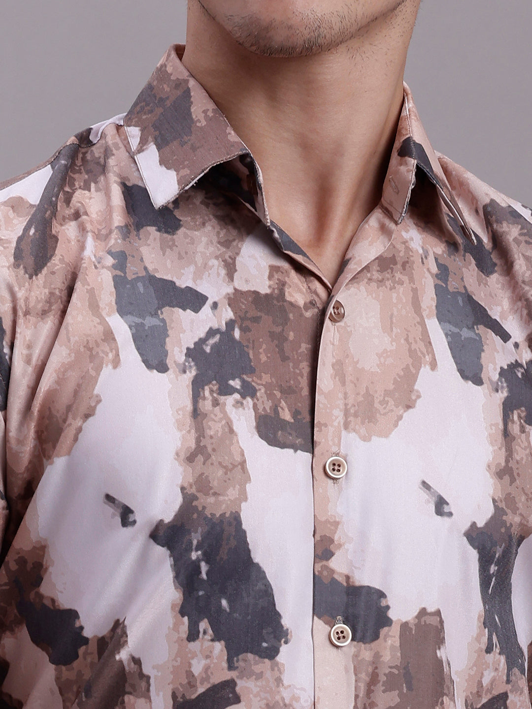 Men's Printed Formal Shirt ( SF 891 Brown )