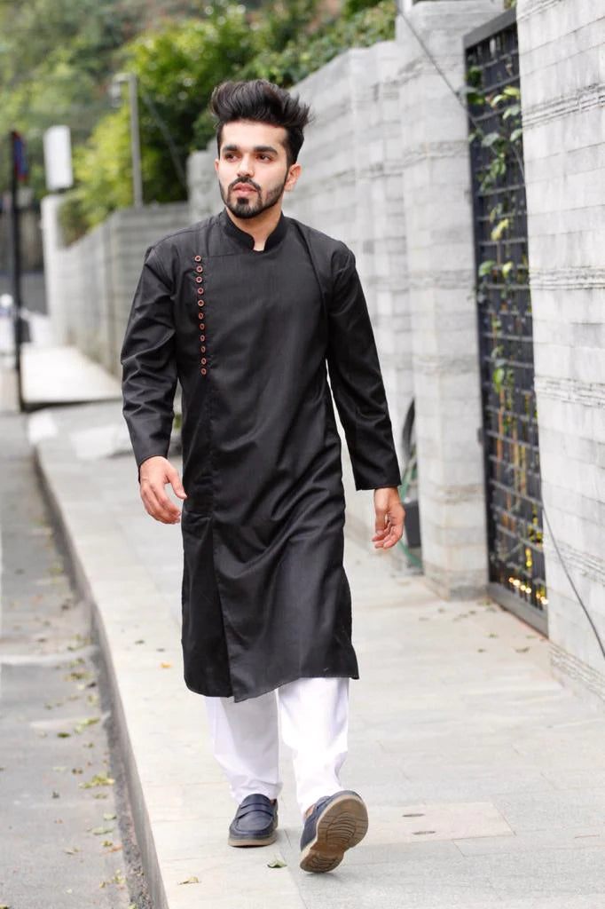 Jompers Men Black Solid Kurta Only ( KO 588 Black )